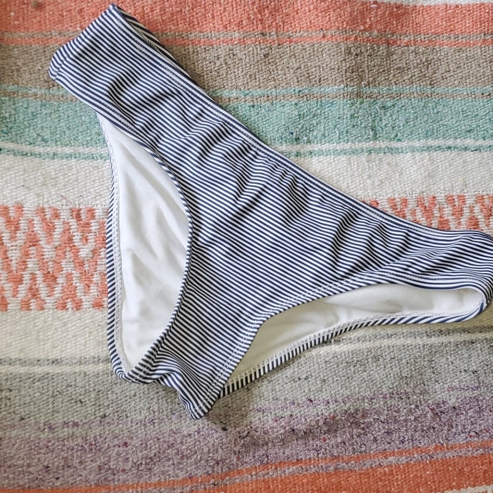 XHilaRation Blue & White Stripped Bikini Bottom